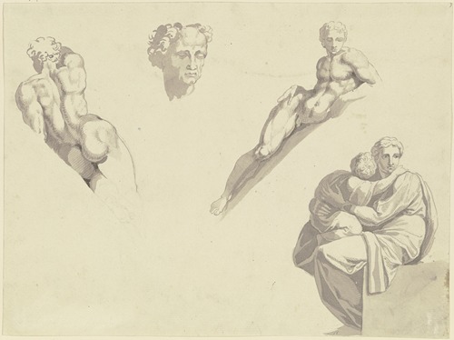 Studien aus der Sixtinische Kapelle des Michelangelo nach Kupferstichen gezeichnet