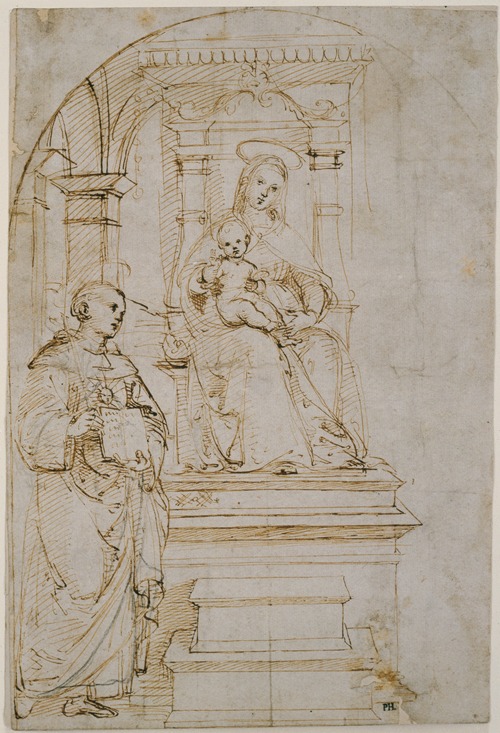 Sketch for an enthroned Virgin and Child with Saint Nicholas of Tolentino