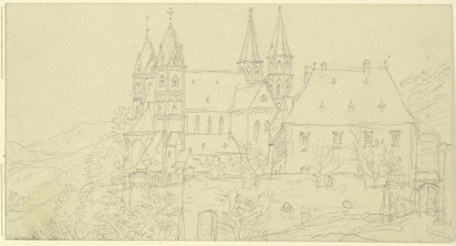 Burgruine in Gewitterlandschaft