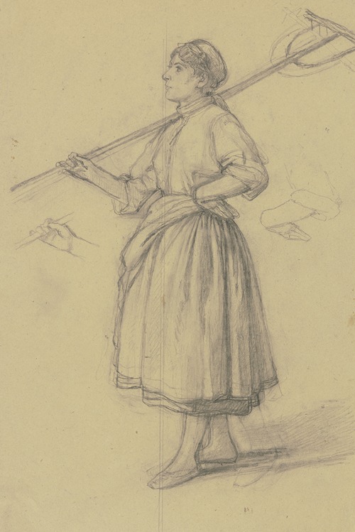 Peasant girl with rake