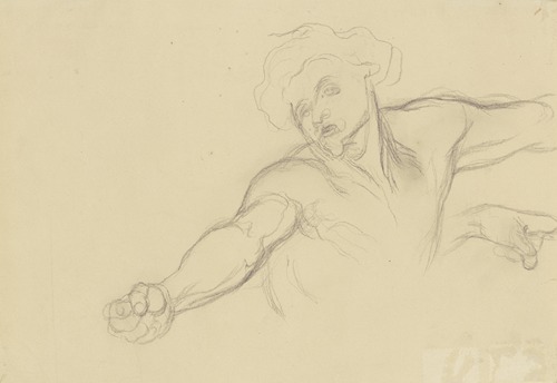 Einer der Richard III. heimsuchenden Geister, die rechte Hand mit geballter Faust vorstreckend