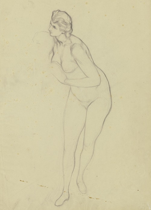 Stehende Frau als Aktfigur, aus ‘Ritter Hartmut von Kronberg bei dem Reformator Oecolampadius in Basel’