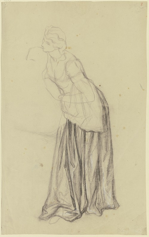 Stehende Frau als Gewandfigur, aus ‘Ritter Hartmut von Kronberg bei dem Reformator Oecolampadius in Basel’