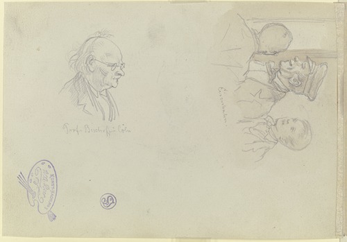 Szene in der Eisenbahn sowie Bildnis von Ludwig Bischoff