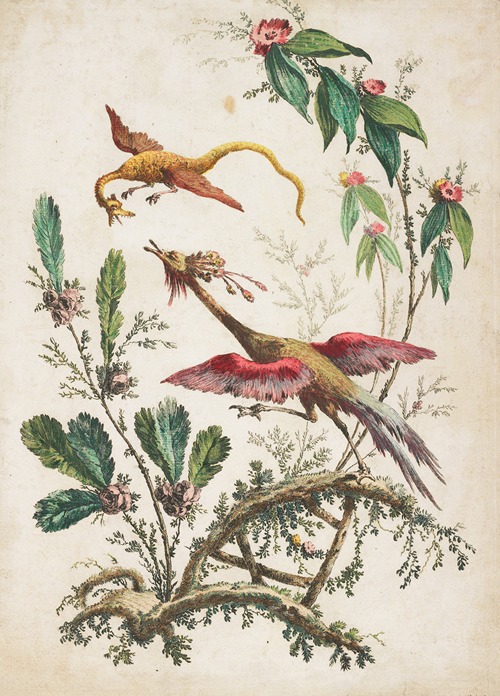 Ornament. Chinoiserie. Flowers and Birds