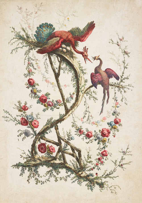 Ornament. Chinoiserie. Flowers and Birds