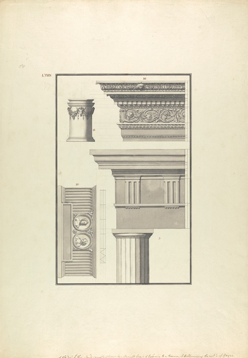 Details of a Doric Order from the Forum of Halicarnassus and Details from a Temple in Geyna