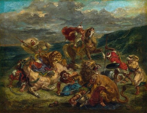 Tiger and Snake by Eugène Delacroix - Artvee