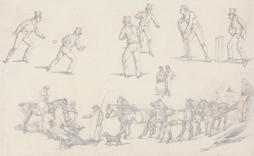 ‘Landscape Scenery’, No. 7: Scenes of Cricket and a Waggoner With His Team