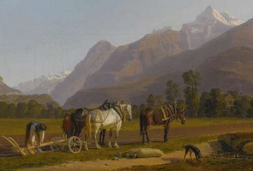 Landscape With Ploughmen And Horses In The Canton Of Valais