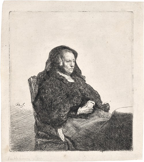 The Artist’s Mother seated at a Table, looking right