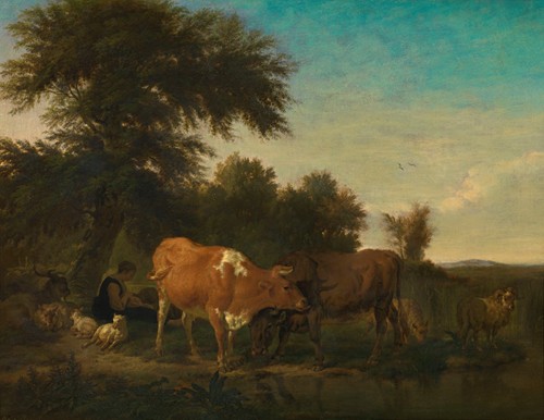 Landscape with Sheep and a Sleeping Shepherd by Adriaen van de Velde ...