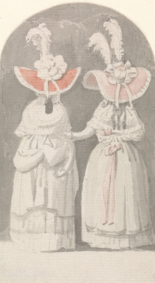 Two Ladies Wearing Extravagant Plumed Hats