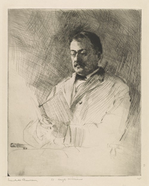 Portrait of George R. Agassiz, professor of zoology at Harvard University, reading a book