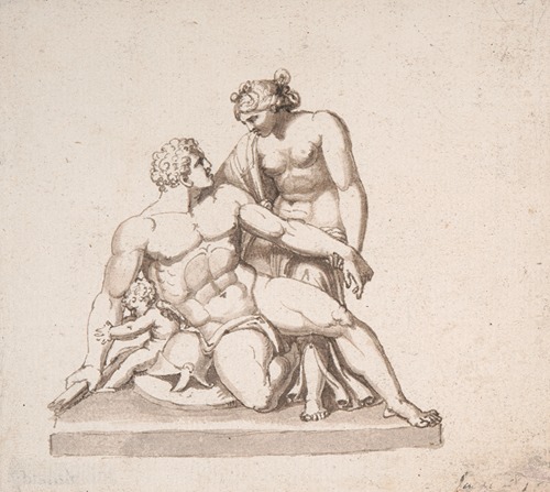 Study of a sculptural group: Mars, Venus and Cupid