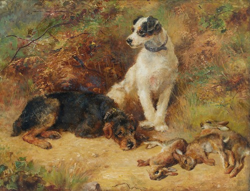 Terriers with the day’s rabbits