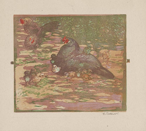 Hen with Her Chicks (Henne mit ihren Kücken)