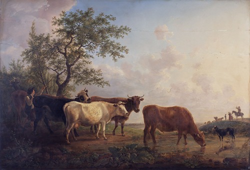 Landscape with Cows at Sunrise