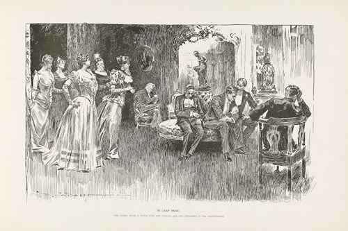 In leap year – The Ladies, after a little wine and tobacco, join the gentlemen in the drawing room
