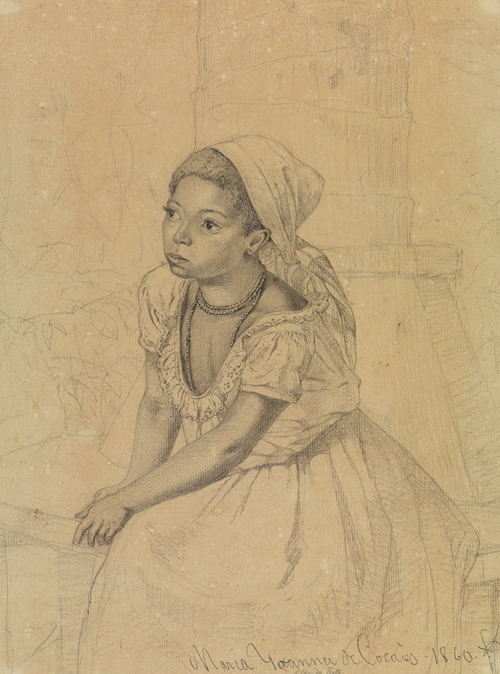 Studie der Maria Joanna de Cocaies, sitzend in Halbfigur nach links gewendet