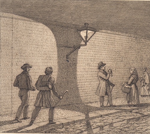 Gadescene ved lygteskin Illustration til Linearperspectiven , Tavle VIII