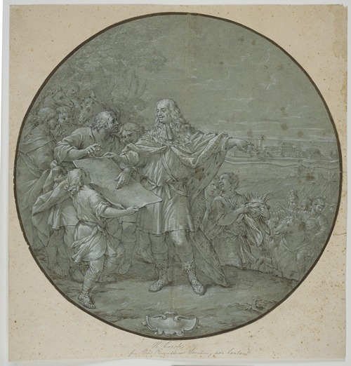 Cosimo III befæster Livornos havn Tegnet forlæg til sølvplade, en af de såkaldte piatti di S Giovanni