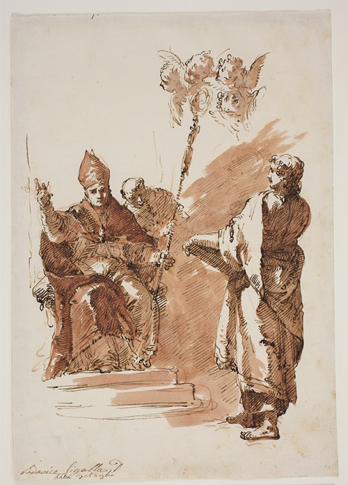 Ludvig den Hellige siddende med apostlen Johannes stående ved siden af Studie til en altertavle i Chiesa dell’Angelo Raffaele, Venedig