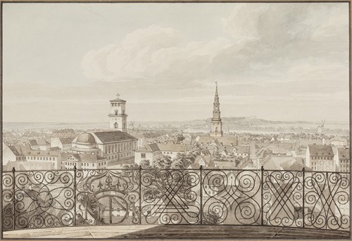 Udsigt fra Rundetårn over København til Frederiksberg Slot