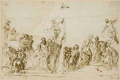 To kompositionsskitser til votivmaleriet af Doge Pasquale Cicogna, Sala del Pregadi, Dogepaladset, Venedig