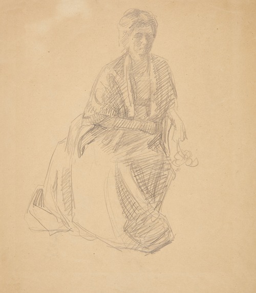Kunstnerens hustru Fru Elise P H siddende Studie til maleriet- Faaborgmuseets Indvielse 1910-11