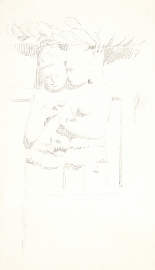 Gruppe med to figurer Studieblad efter relieffer i Borobudur, Java