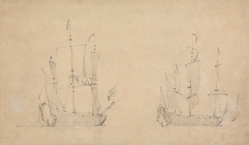Starboard-quarter view of a Flagship in light airs