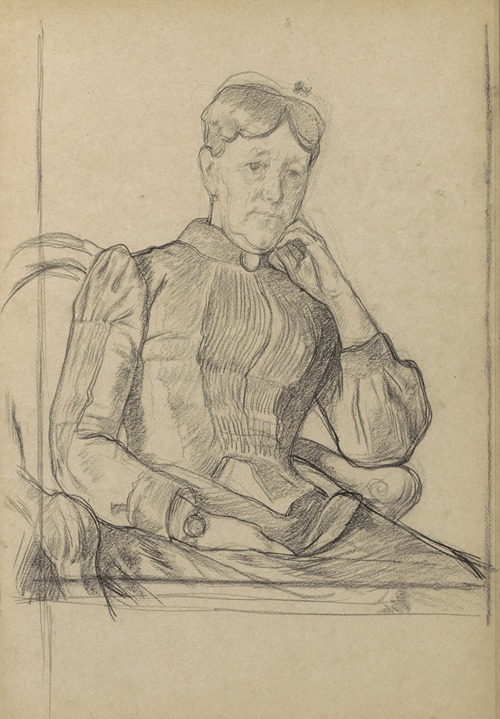 Portret van een zittende vrouw, de kin rustend op de linkerhand