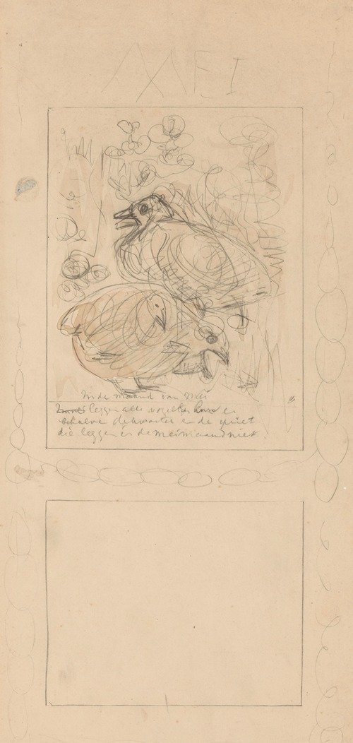 Schets voor een niet-gebruikt ontwerp voor het blad mei in de kalender 1907