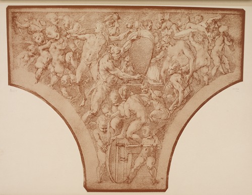Francesco Primaticcio – Study for fresco of the Vucan forging the darts of Cupid