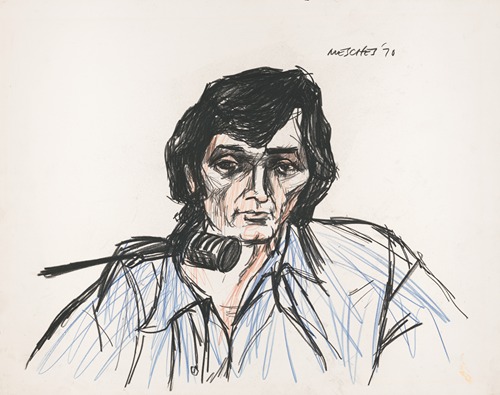 Charles Manson testifying during a trial for the Sharon Tate and the LaBianca murders