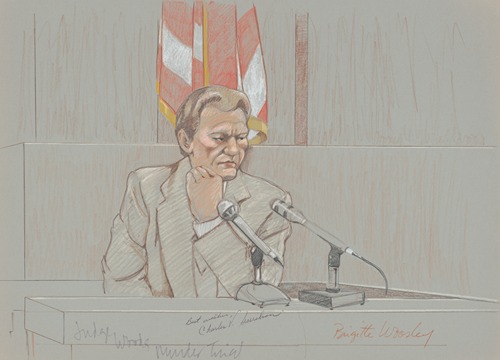 Charles Harrelson on the witness stand during his trail for the murder of Judge John H. Wood. Jr.
