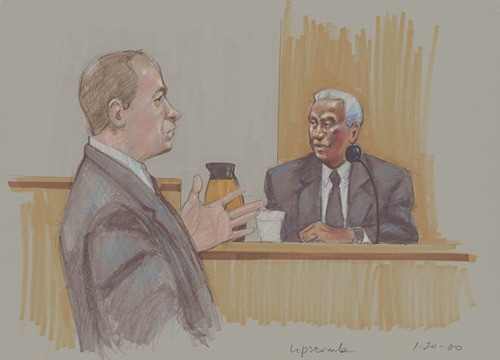 Lipscomb, African American Dallas City Council member accused of bribery, on the stand at the United States v. Albert Louis Lipscomb trial, Amarillo, Texas, where he was found guilty
