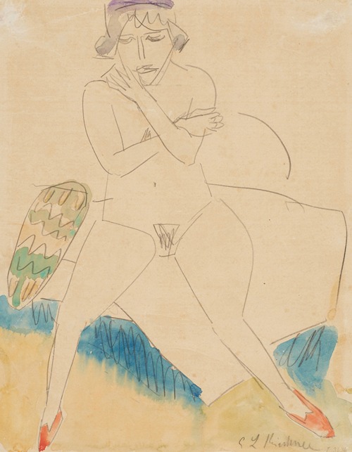 Auf einem Sessel sitzender Akt (Seated nude on an armchair)