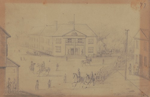 Court House in Corinth, Miss., 32nd Regt. I.V., entering Corinth
