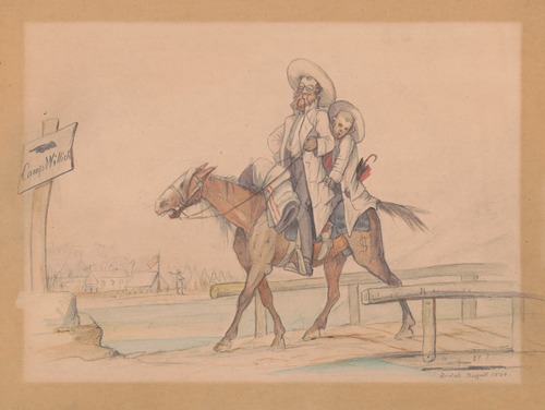 Henry Von Trebra & Louis V. Trebra arriving at Camp Morton, Indianapolis from their farm in Madison, Ill.
