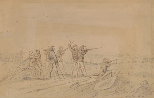 Skirmish line, Company A, Thirty-second Indiana at Salt River, Kentucky, October 9, 1862