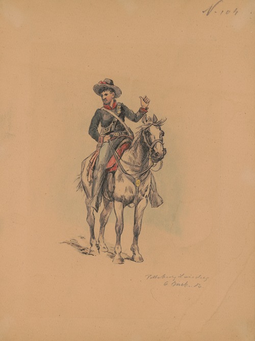 Soldier of the Sixth Indiana Battery on horseback, Pittsburg Landing, Tennessee,1862