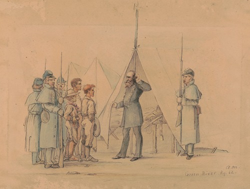 The first Rebel prisoners & General Willich, Green River, Kentucky