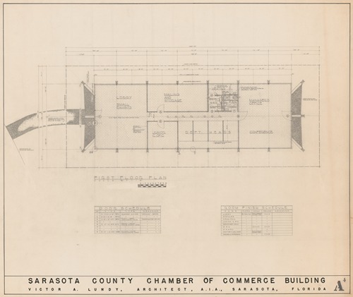 Greater Sarasota Chamber of Commerce building, North Tamiami Trail, Sarasota, Florida, First floor plan