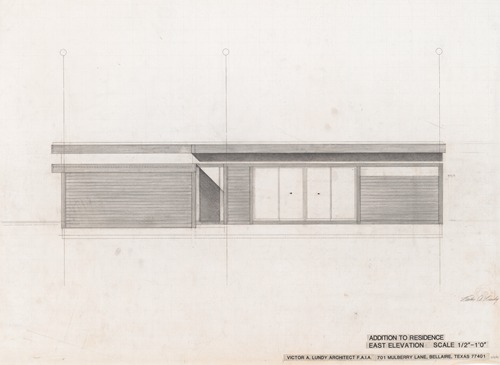 Residence for Mr. and Mrs. Victor Lundy, 701 Mulberry Lane, Bellaire, Texas, East elevation