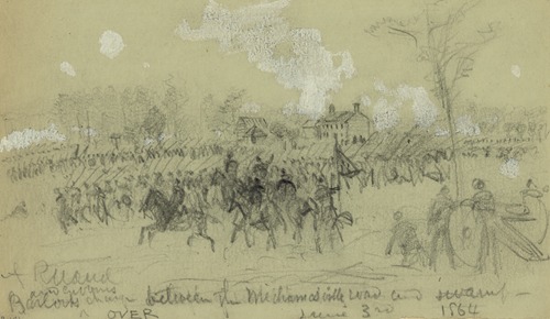 Barlow and Gibbons charge between the Mechanicsville road and swamp, June 3rd, 1864