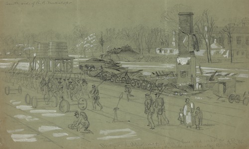 Bridge on the Appotomax–Train of Cars and workshops burned by the rebels on evacuating Petersburg