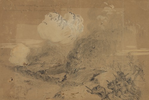 Effects of shells upon the enemies rifle pits at the crossing over the Rappahannock–June 5th