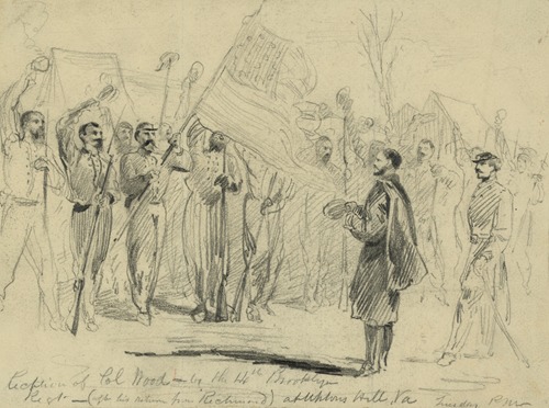 Reception of Col Wood–by the 14th Brooklyn Regt.–(after his return from Richmond) at Uptons Hill, Va.–Tuesday, p.m.